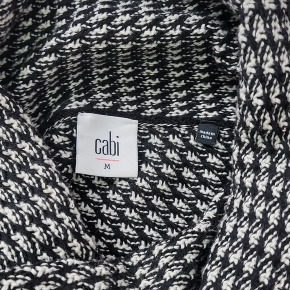 Cabi Fergie Chunky Split Hem Cowl Neck Wrap Sweater In Black White/Size M. - Picture 4 of 10